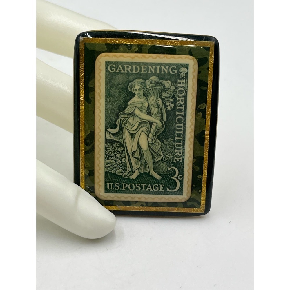 Art Stuff by Robyn 1958 Gardening &‎ Horticulture Postage Stamp Brooch